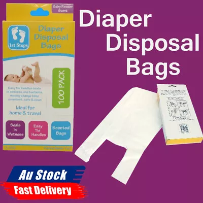 100Pcs Scented Disposable Diaper Bags Nappy Change Baby Powder Scent AU • $10.89