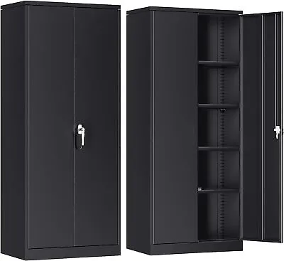 Metal Storage Cabinet With Lock 72  Lockable Garage Tool Cabinet With Doors New • $169.99