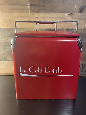 Retro Red Metal Cooler • $70