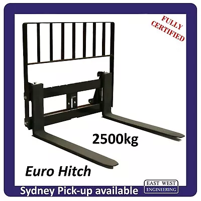 $1452 • Buy EURO PALLET FORKS CARRIAGE + LOADGUARD  Suits Tractor/loader With Euro 8 Hitch