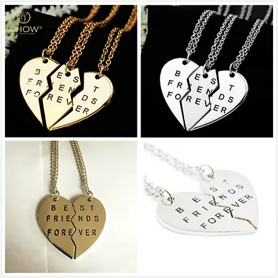 Fashion 3Pieces Broken Heart Pendant Necklace Chic Best Friends Forever Neckl LT • $6.22