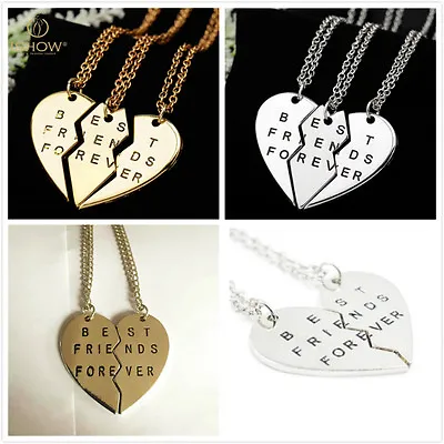 Fashion 3Pieces Broken Heart Pendant Necklace Chic Best Friends Forever Neckl ZF • $5.97