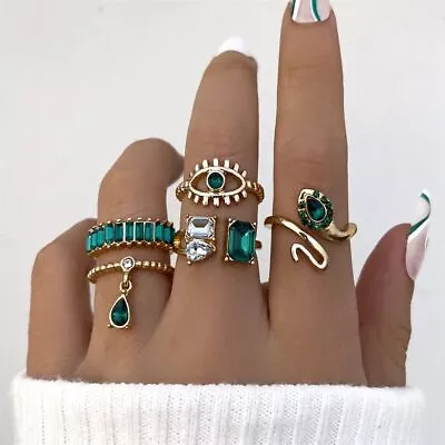 5pcs Precious Stones Ring Set Knuckle Ring  Party Decorations • $7.34