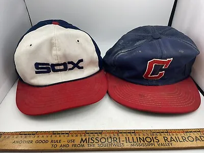 Snapback Ball Cap Cleveland Indians And White Sox Coca Cola Hat Lot Of 2 Vintage • $12.99
