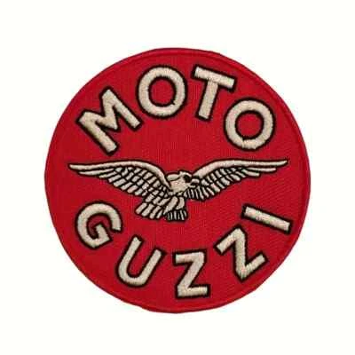 Patch Ricamata Termoadesiva Teschio Moto Guzzi - 20,5x19,5cm, Per Casco O Giubbotto