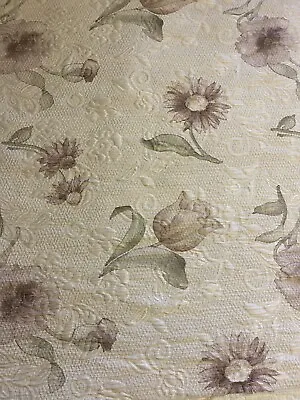 Matelasse' (Quilted Look) Vintage Floral Fabric  6.5 Yds X 48” WASHED READ NOTES • $35.95