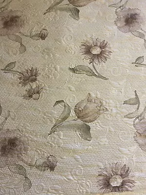 Matelasse' (Quilted Look) Vintage Floral Fabric 7.3 Yds X 48” WASHED READ NOTES • $39.95