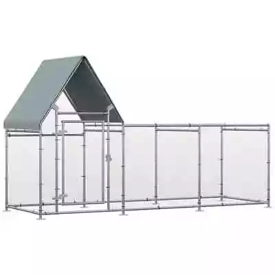 Walk In Chicken Run Galvanized Chicken Coop Hen House W/ Water-Resist Cover • £129.99