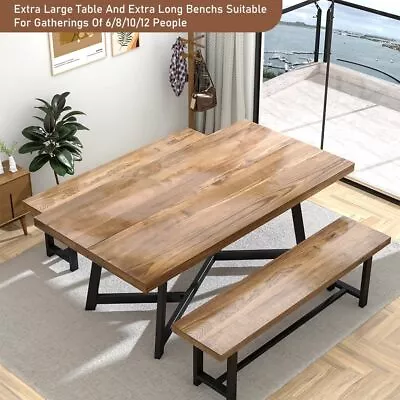 72  Modern Farmhouse Solid Wood Dinner Table For 6-10 Personwith Adjustable Le • $284.04