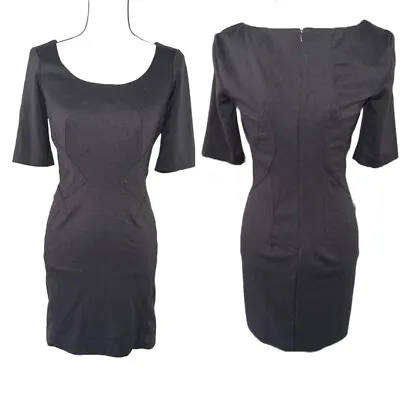 Z Spoke Zac Posen Womens Round Neck Short Sleeve ALine Dress Black Size 2 • $29.99