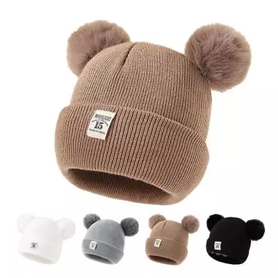 Winter Baby Warm Knitted Hats With Pom Kids Knit Beanie Hat Solid For Children • $9.99