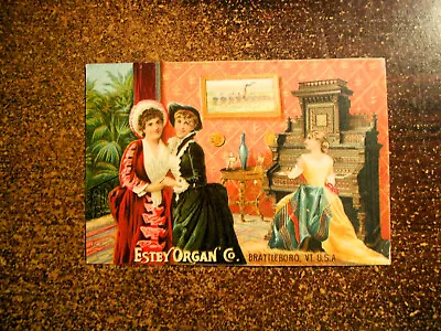 Estey Organ Co. Brattleboro Vt. Trade Card Woman Playing Organ • $10