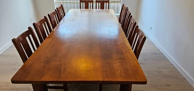 $200 • Buy Stunning Handmade Wooden Dining Table Set Including 14 Dining Chairs 