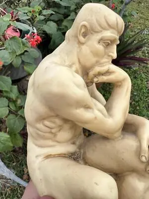 Vintage G Ruggeri Statue Nude Seated Male Man Cast Sculpture Italian Classical • $82.50