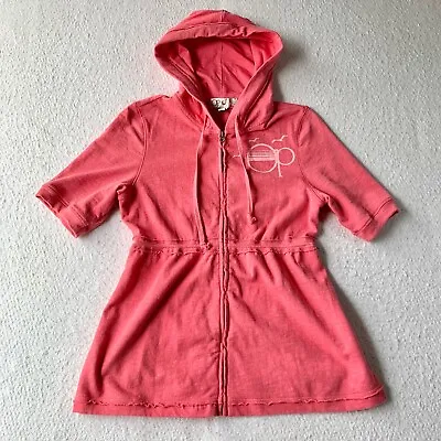 Ocean Pacific OP Women's M Full Zip Hoodie Jacket Pink Short Sleeve Hood Sweater • $23.97