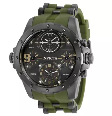 Invicta Coalition Forces Men's 50mm 4-Time Zones Gunmetal Military Watch 31138 • $142.81