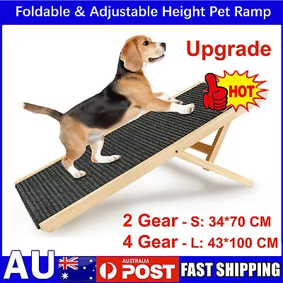 100/70cm Foldable Pet Stairs Ramp Adjustable Height Dogs Stairs For Bed Sofa Car • $37.99