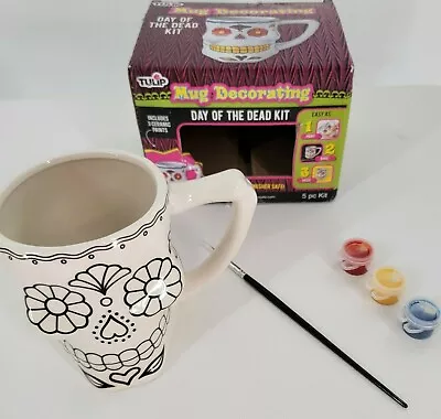 Day Of The Dead ~ Ceramic Mug Decorating Kit ~ Paint Bake Enjoy ~ 5 Pc Kit ~ NEW • $19.99