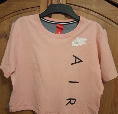 £3 • Buy Ladies Size Small Nike Air Crop Top Short Sleeves Peach & Grey Colour
