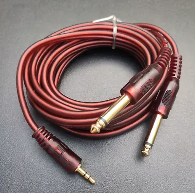 3.5mm 1/8  TRS To Double 6.35mm 1/4  TS Mono Stereo Y-Splitter Cable For Speaker • $5.99