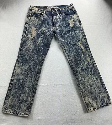 Southpole Mens Jeans Size 36x30 Blue Denim MCM XCI Distressed Retro Splattered • $30