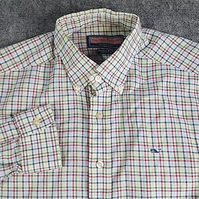 Vineyard Vines Button Down Shirt Small Long Sleeve Multicolor Plaid Whale Cotton • $18.49