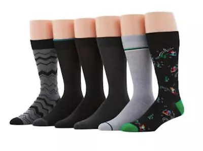 Perry Ellis Portfolio Men's Holiday Skiers/Chevron Print Crew Socks 6-Pk • $12.85