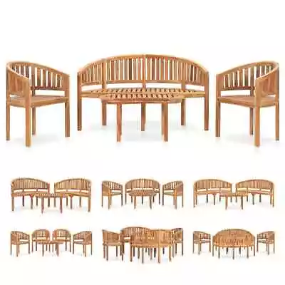 Patio Lounge Set Table And Chair Dining Bench Wooden Solid Teak Wood VidaXL • $782.99