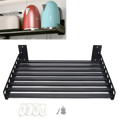 Microwave Oven Bracket Wall Mount Shelf Cooker Holder Storage Rack W/ 4 Hooks US • $38