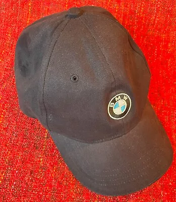 Vintage Bmw Logo 100% Cotton Black Baseball Hat Hook & Loop Backstrap • $15