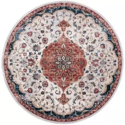 7' Round (6'7 ) Traditional Oriental Medallion Red Blue Area Rug *FREE SHIPPING* • $159.50