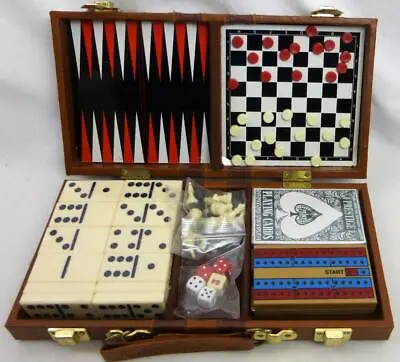 Travel Games Padded Case Checkers Chess Cribbage Backgammon Dominoes Cards • $24.99