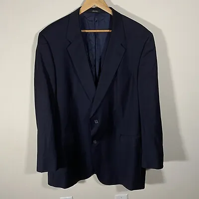 Mens 48L Hart Schaffner Marx Navy Pinstriped Button Sport Coat Blazer USA Adult • $37.99