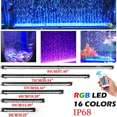£14.99 • Buy Waterproof Aquarium Fish Tank Light RGB LED Submersible Air Bubble Curtain Lamp