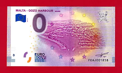 RARE €0 Zero Euro MALTA - GOZO HARBOUR UNC Souvenir Note (Pick: FEAJ/2019-1) • £9.38