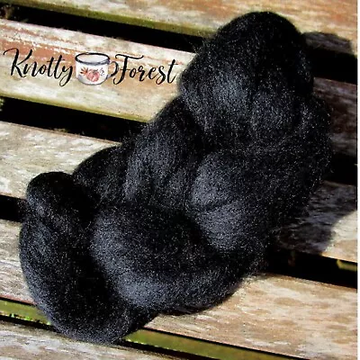 Wool Roving BLACK Dyed Merino Wool Top Spin Felt 10 FEET 3.6oz • $10.50