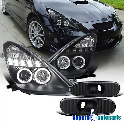 Fits 2000-2005 Celica LED Halo Projector Headlights+Side Marker Signal Black • $189.01