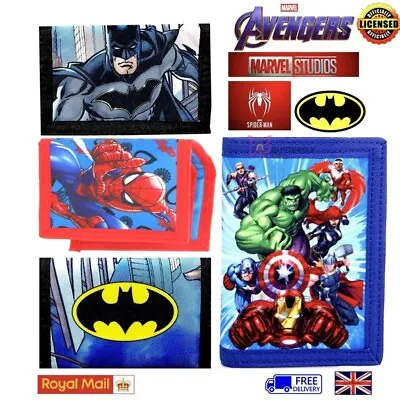 Official Licensed Tri-Fold Wallets Avengers Batman Spiderman Card Coin Slot   • £6.95
