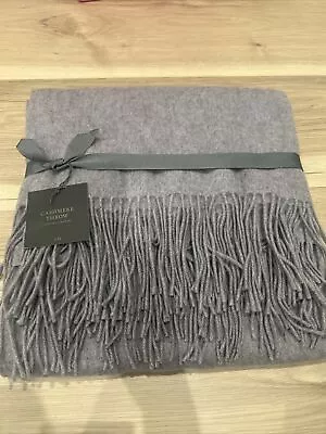 NWT Restoration Hardware 555-GRAM 100% CASHMERE THROW Grey 50  X 70  • $279