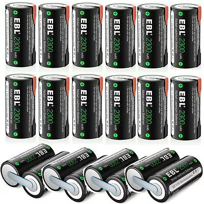 $144.99 • Buy EBL Sub C Cell 1.2V 2300mAh NiCd Rechargeable Battery Lot W/Tap For Power Tool