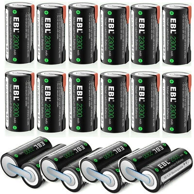 $144.99 • Buy EBL Sub C Cell 1.2V 2300mAh NiCd Rechargeable Battery Lot W/Tap For Power Tool