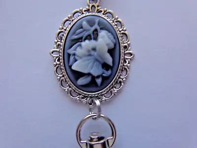 Butterfly Cameo Cabochon  Pearls Lobster Clasp Beaded Lanyard Id Badge Holder • $12.99