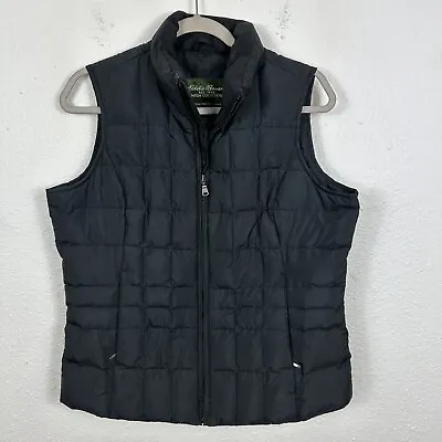 Eddie Bauer Premium Goose Down Quilted Puffer Vest Womens M Full Zip Black • $34.99
