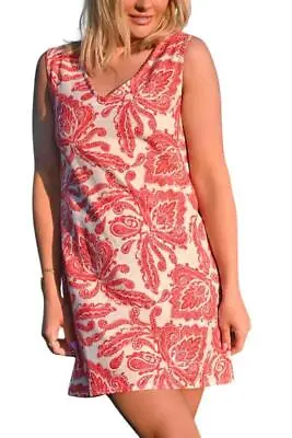 £15 • Buy Lipsy Womens Red White Dress Paisley Sleeveless Linen Dress