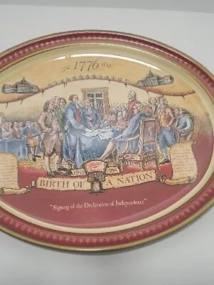 Vintage Miller High Life 1776 Birth Of A Nation Oval Metal Tray 14.5  X 11.75  • $9