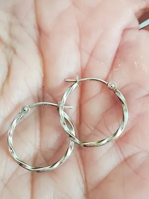 Vintage Detailed 14k White Gold HOOP Style Earrings  • $99