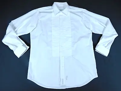 White Formal Shirt 17 1/2 X 38 Long Sleeve Mess Dress US Navy Uniform • $19.99