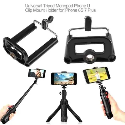 $6.68 • Buy Universal Tripod Monopod Phone U Clip Mount Bracket Holder For IPhone 6S 7 Plus