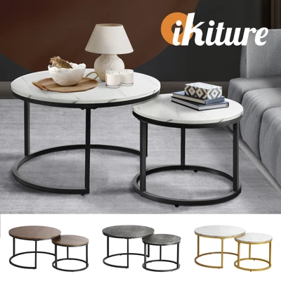 $115.90 • Buy Oikiture Set Of 2 Coffee Table Round Marble Nesting Side End Table Furniture