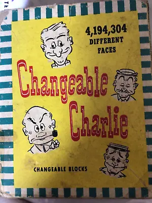 1948 Changeable Charlie W/ Top Of Box Wooden Puzzle Blocks Gaston Toys Vintage • $14.94